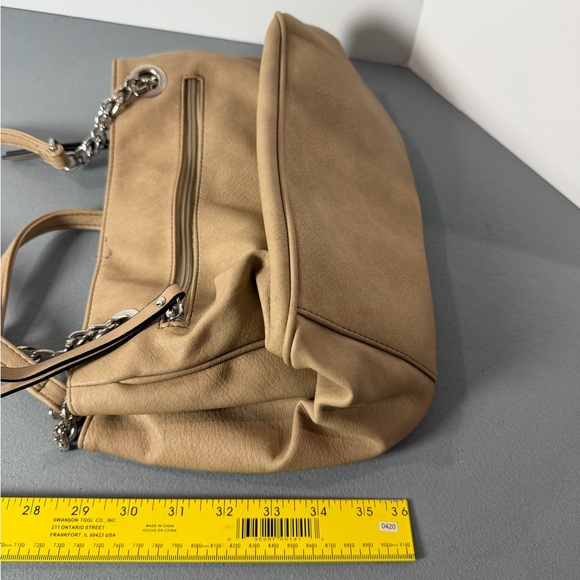 Nicole Miller Tan Shoulder Bag with Chain Straps - Picture 10 of 11